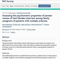 Assessing the psychometric properties of persian version of Zarit Burden interview among family caregivers of patients with multiple sclerosis