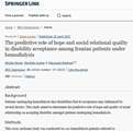 The predictive role of hope and social relational quality in disability acceptance among Iranian patients under hemodialysis