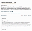 Comparison of the effect of psychosocial skills training on acute and chronic musculoskeletal pain intensity: The effectiveness of early intervention in the reduction of acute musculoskeletal pain